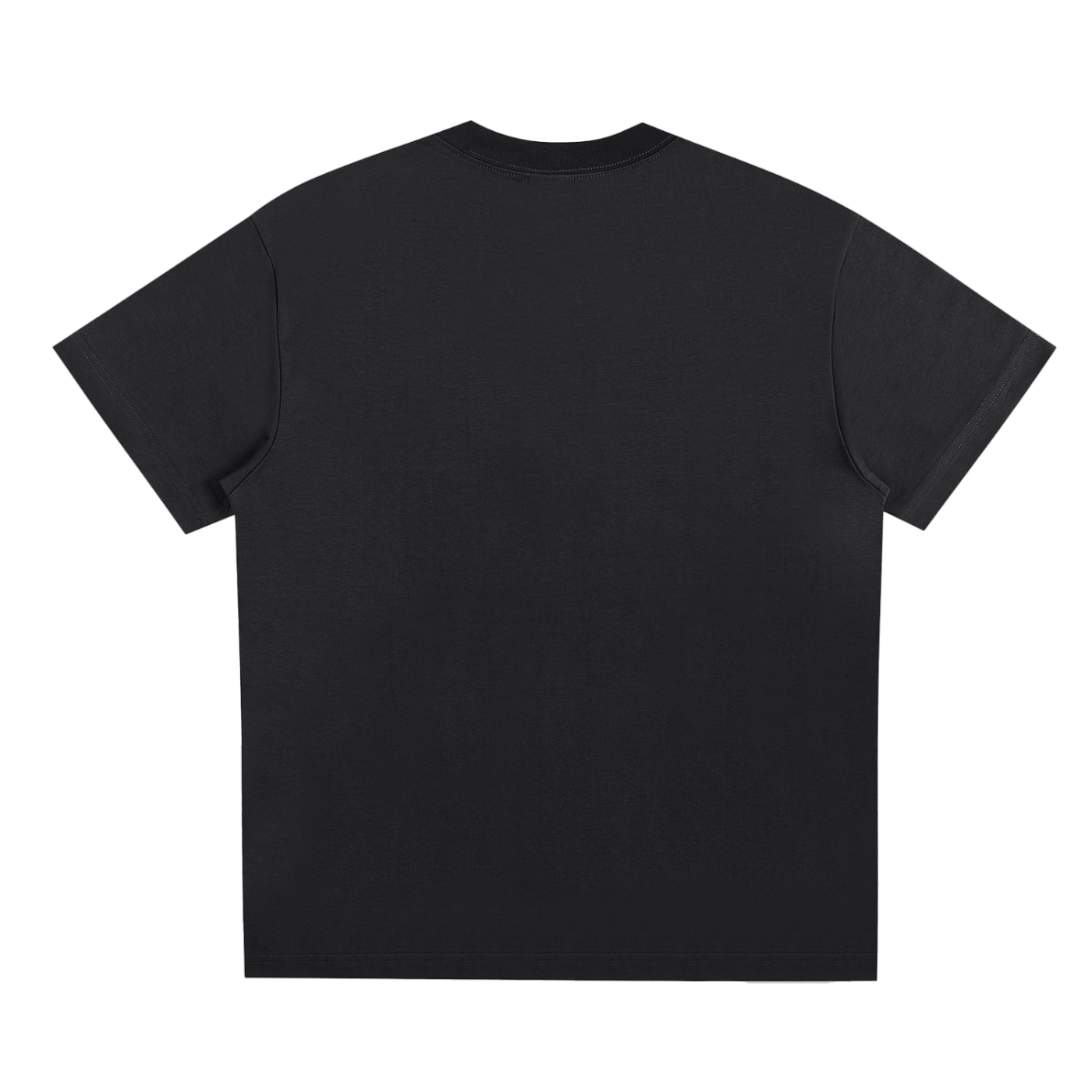 Black t-shirt shown from the back, featuring short sleeves and a crew neckline. The fabric appears smooth and plain, with no visible design or logos.