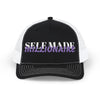 Self Made Millionaire Snapback Trucker Cap | Embroidered Text Mesh Hat