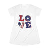 Patriotic LOVE T-Shirt Dress — American Flag Donut Heart Graphic