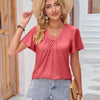 Double Take Ruched V-Neck Short Sleeve T-Shirt